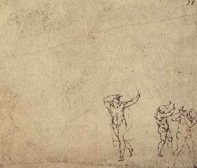 Studie nahých postav: kresba Michelangelo. Casa Buonarroti, Florencie od Michelangelo Buonarroti