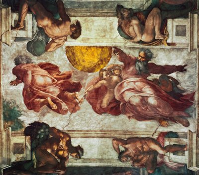 Stvoření Slunce, Měsíce a rostlin od Michelangelo Buonarroti