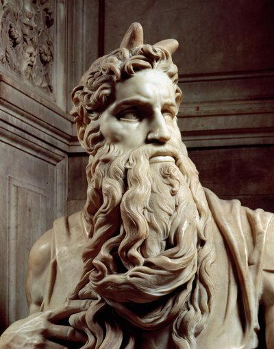 Hrobka papeže Julia II. 1453-1513 detail hlavy Mojžíše, 1513-16 mramor od Michelangelo Buonarroti