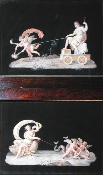 Eternity a Galatea, dvě ze sady šesti alegorických scén (kvaš) (viz také 227490) od Michelangelo Maestri