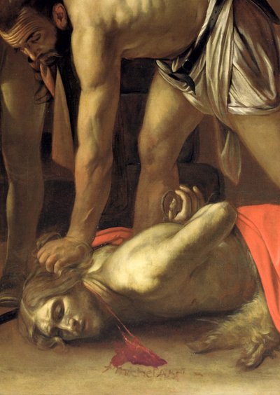 Dekapitace sv. Jana Křtitele, 1608 detail olej na plátně z roku 127654 od Michelangelo Merisi Caravaggio
