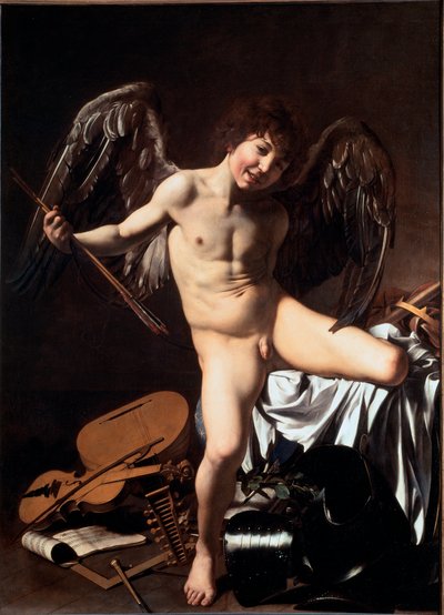 Amor vincit omnia (nazývaný Vítězný Amor nebo Láska triumfující nebo Pozemská láska) (malba od Michelangelo Merisi da Caravaggio