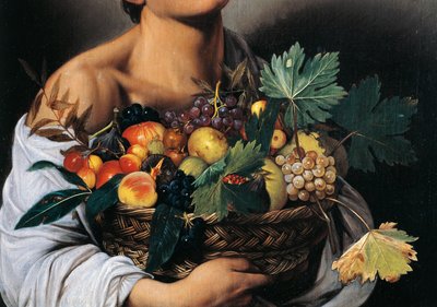 Chlapec s košíkem ovoce, detail od Michelangelo Merisi da Caravaggio