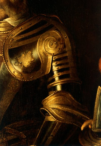 Detail portrétu Alof de Wignacourt s jeho stránkou od Michelangelo Merisi da Caravaggio