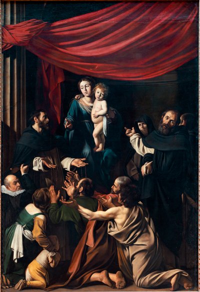 Madona u růžence (olej na plátně od Michelangelo Merisi da Caravaggio