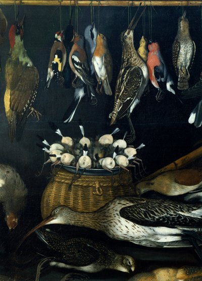 Zátiší s ptáky, od Master of the Hartford Still-life (olej na plátně) (detail 624934) od Michelangelo Merisi da Caravaggio