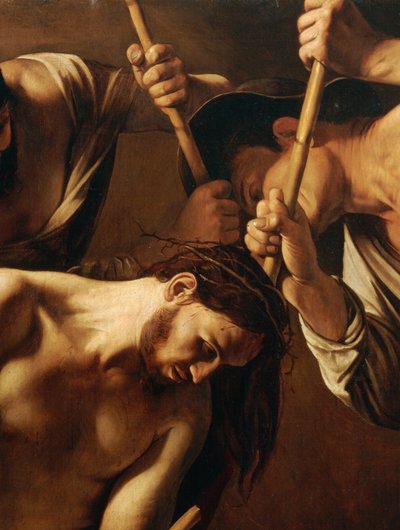 The Crowning with Thorns, c.1603 (olej na plátně) (detail 507206) od Michelangelo Merisi da Caravaggio