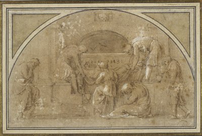 The Entombment (inkoust a mytí, s kvašem na papíře) od Michelangelo Merisi da Caravaggio