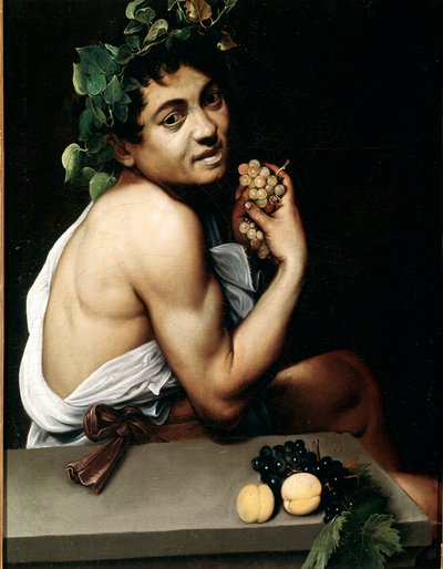 Mladý Bacchus (Bacchino) nemocný obraz Michelangela Merisiho známý jako Caravaggio (Caravaggio od Michelangelo Merisi da Caravaggio