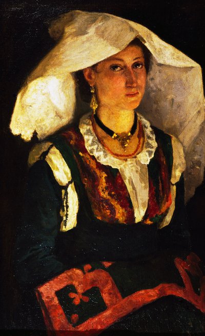 Žena v sardinském kroji, cca 1875, od Michele Cammarano (1835-1920), olej na plátně. od Michele Cammarano