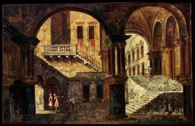 Nádvoří se schodištěm, 30. léta 18. století od Michele Marieschi