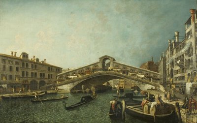 Most Rialto, Benátky, cca 1740 (olej na plátně) od Michele Marieschi