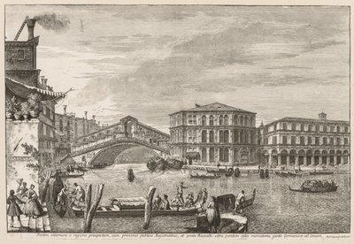 Pohledy na Benátky: Most a trh Rialto, 1741. od Michele Marieschi