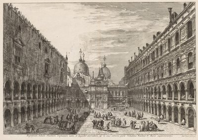 Pohledy na Benátky: nádvoří Dóžecího paláce od Michele Marieschi