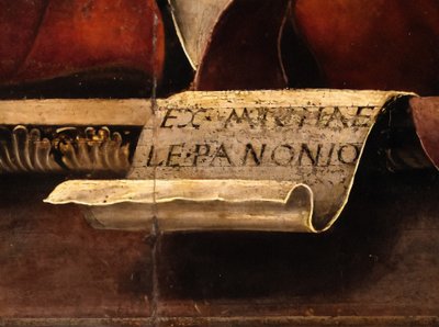 Múza Thalia, detail, asi 1456-57 (olej a tempera na topolu) od Michele Pannonio