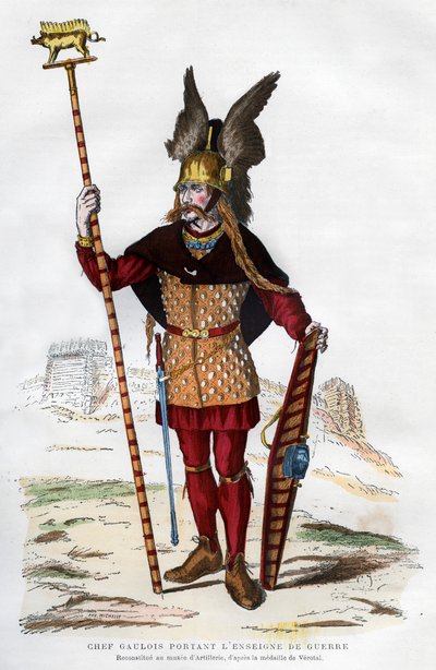 Galský náčelník v bojovém oděvu s standartou, 1882-1884. od Michelet