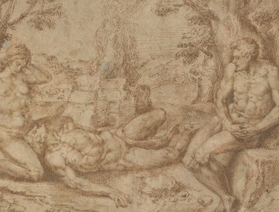 Adam a Eva truchlí po smrti Ábela, ca. 1576. od Michiel Coxie