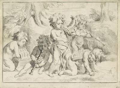 Pět muzicírujících dětí od Michiel Frans van der Voort