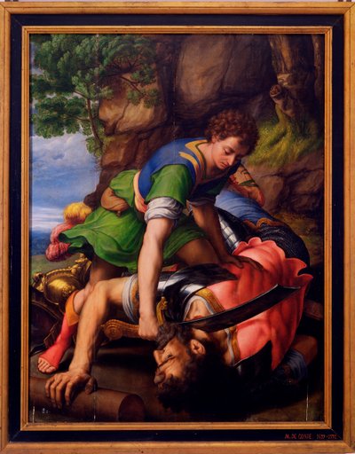 ""David a Goliáš"" Obraz Michiela Coxcieho od Michiel I Coxie or Coxcie