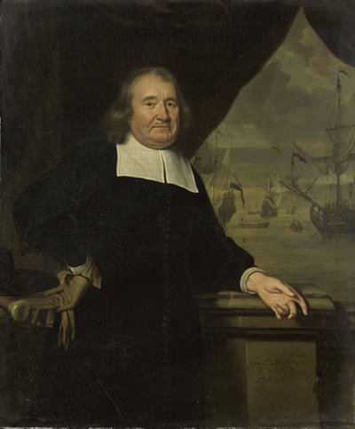 Portrét kapitána nebo majitele lodi od Michiel van Musscher