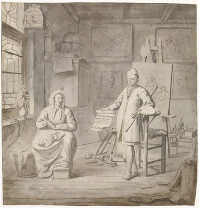 Malíř Michiel Comans a jeho třetí manželka Elisabeth van der Mersche ve studiu od Michiel van Musscher
