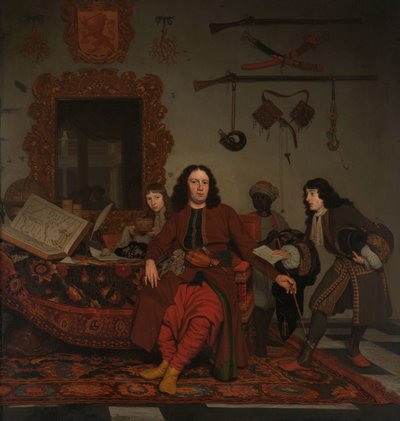 Thomas Hees a jeho služebník Thomas a synovci Jan a Andries Heesovi Portrét Thomase Heese (nar. 1634/35), rezidenta a generálního komisaře vlád Alžíru, Tunisu a Tripolisu, se svými synovci Janem (nar. 1670/71) a Andriesem (nar. 1). od Michiel van Musscher
