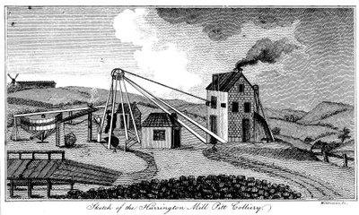 „Sketch of the Harrington Mill Pitt Colliery“, hrabství Durham, počátek 19. století od Middlemist