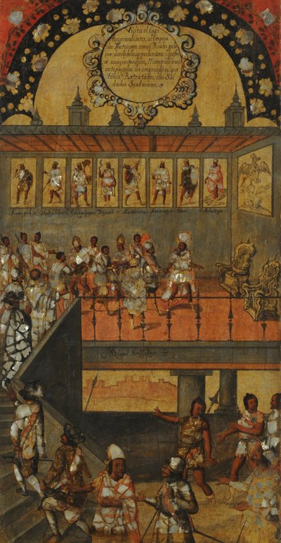 Dobytí Mexika, Panel XII, cca 1696-1715 (malba na dřevo) od Miguel Gonzalez