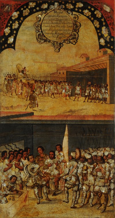 Dobytí Mexika, Panel XV, cca 1696-1715 (malba na dřevo) od Miguel Gonzalez