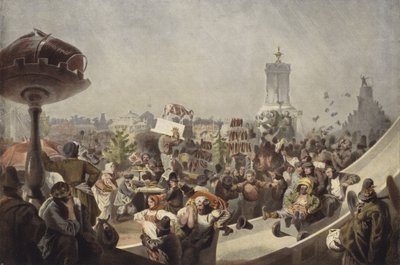 Folkový festival v polovině 19. století v Rusku od Mihaly von Zichy