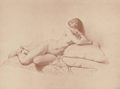 Studie ležícího ženského aktu, 1885 od Mihaly von Zichy