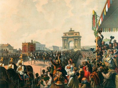 Triumfální vstup jejich Veličenstva Alexandra II. a Marie Alexandrovny do Moskvy, 1856. od Mihaly von Zichy