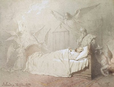 Alexander III na smrtelné posteli obklopen anděly, 1895. od Mihály Zichy