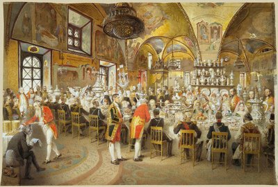 Slavnostní večeře v paláci faset v moskevském Kremlu, 1883-1895. od Mihály Zichy