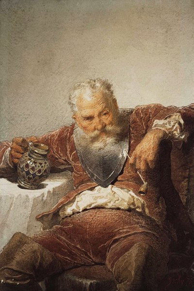 Falstaff s cisternou vína a dýmkou, 1873. od Mihály Zichy