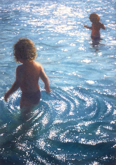 Dvojčata ve venkovním bazénu od Mike Briscoe