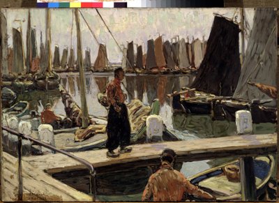 Plachetnice, klid (Plachetnice, klid). Obraz Michaila Alexandroviče Demjanova (1873-1913). Olej na plátně od Mikhail Alexandrovich Demianov