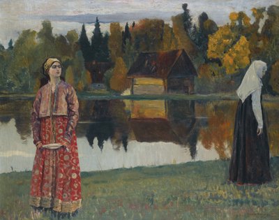 U jezera, 1924 od Mikhail Vasilievich Nesterov
