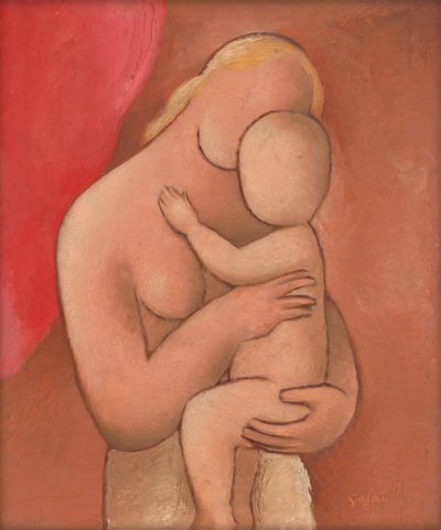 Matka a dítě, cca 1934 (olej na překližce) od Mikulas Galanda