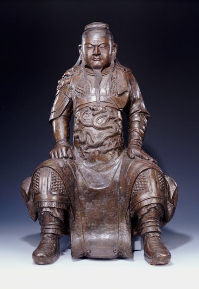 Krásná velká raná mingská bronzová postava Guandiho od Ming Dynasty Chinese School