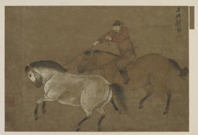 Jezdec na koni na laso od Ming Dynasty Chinese School