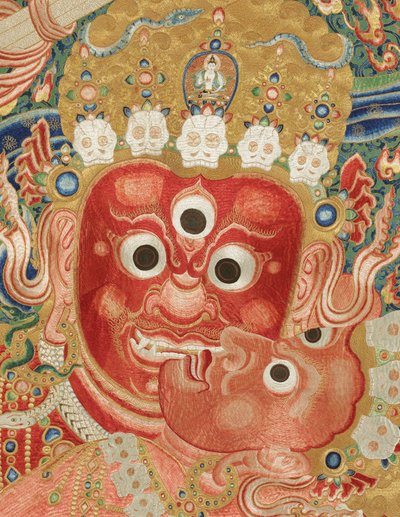 Detail císařské vyšívané hedvábné thangky od Ming Dynasty Chinese School
