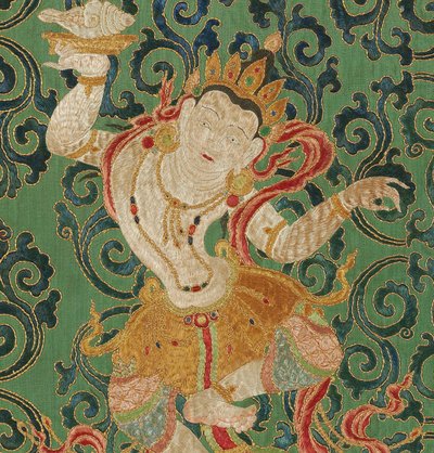 Detail císařské vyšívané hedvábné thangky od Ming Dynasty Chinese School