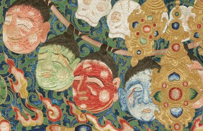 Detail císařské vyšívané hedvábné thangky od Ming Dynasty Chinese School