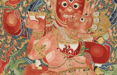 Detail císařské vyšívané hedvábné thangky od Ming Dynasty Chinese School