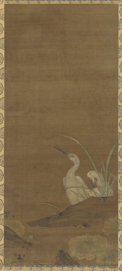 Volavky a vodní rostliny (inkoust a barva na hedvábí) od Ming Dynasty Chinese School