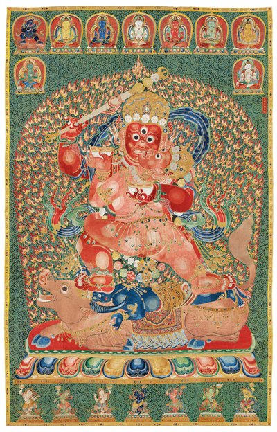 Císařská vyšívaná hedvábná thangka od Ming Dynasty Chinese School
