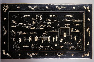 Stolní deska Kang (lakovaná dřevěná vložka s kostí) (viz také 272139) od Ming Dynasty Chinese School