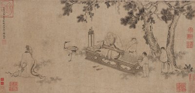 Laozi přináší Daodejing (inkoust na papíře) od Ming Dynasty Chinese School