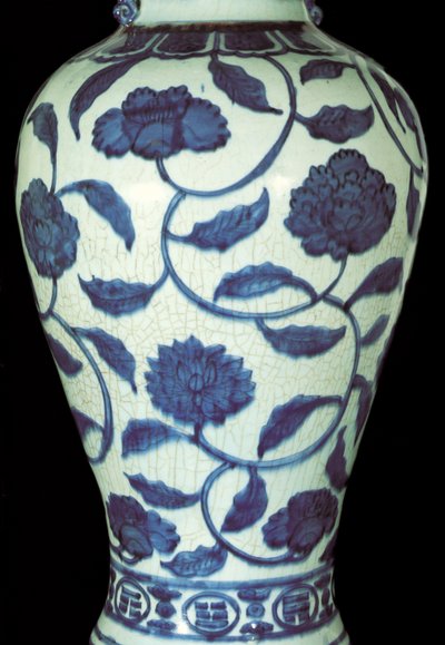 Velká modrá a bílá váza, období Jaijing od Ming Dynasty Chinese School